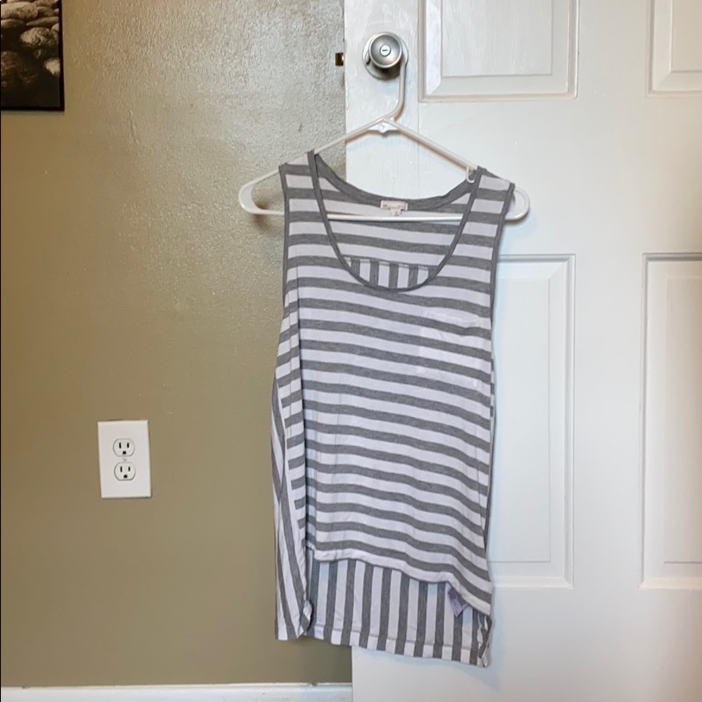 GAP Gray and White Striped Tank Top